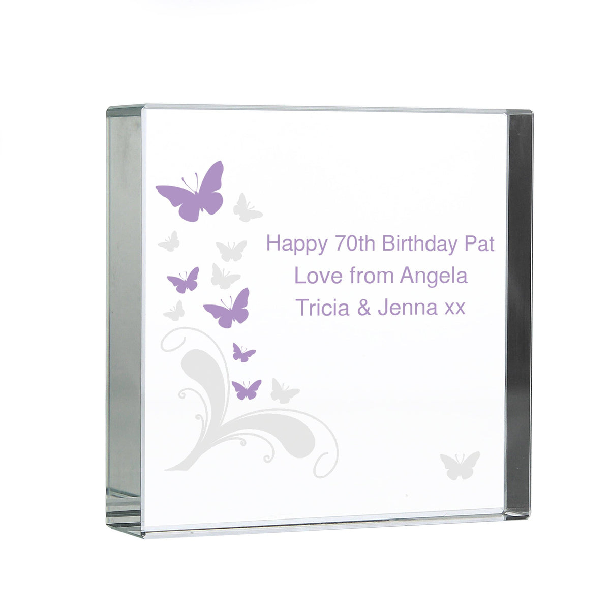 Personalised Memento Ornaments Personalised Butterflies Large Crystal Token