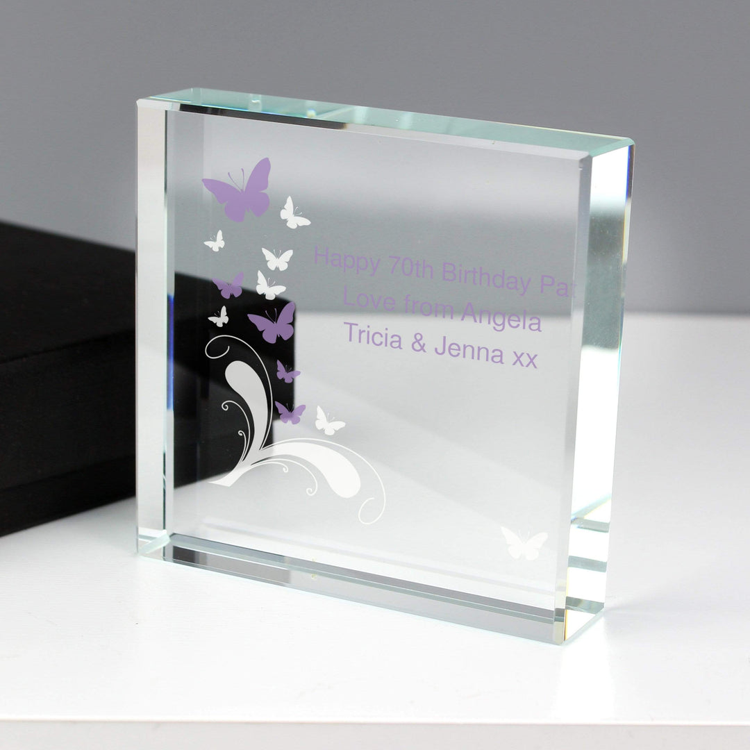 Personalised Memento Ornaments Personalised Butterflies Large Crystal Token