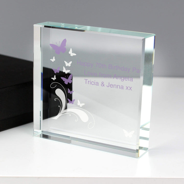 Personalised Memento Ornaments Personalised Butterflies Large Crystal Token
