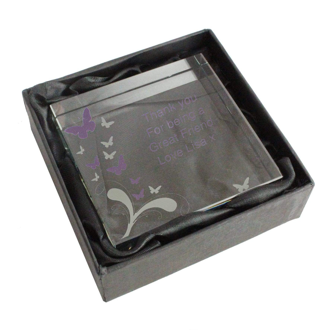 Personalised Memento Ornaments Personalised Butterflies Large Crystal Token