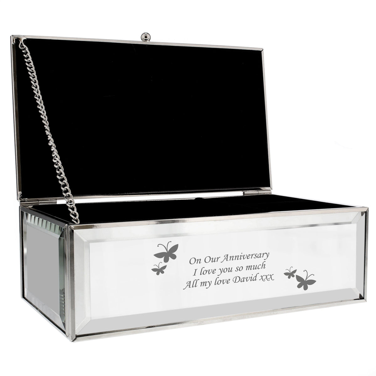 Personalised Memento Trinket, Jewellery & Keepsake Boxes Personalised Butterflies Mirrored Jewellery Box
