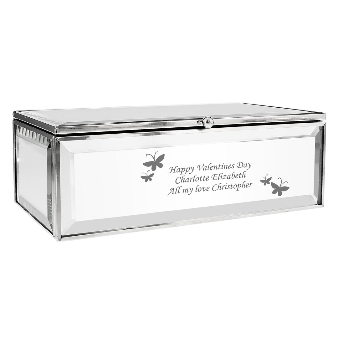 Personalised Memento Trinket, Jewellery &amp; Keepsake Boxes Personalised Butterflies Mirrored Jewellery Box