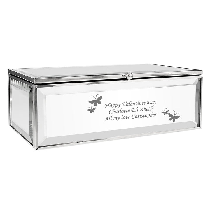 Personalised Memento Trinket, Jewellery &amp; Keepsake Boxes Personalised Butterflies Mirrored Jewellery Box