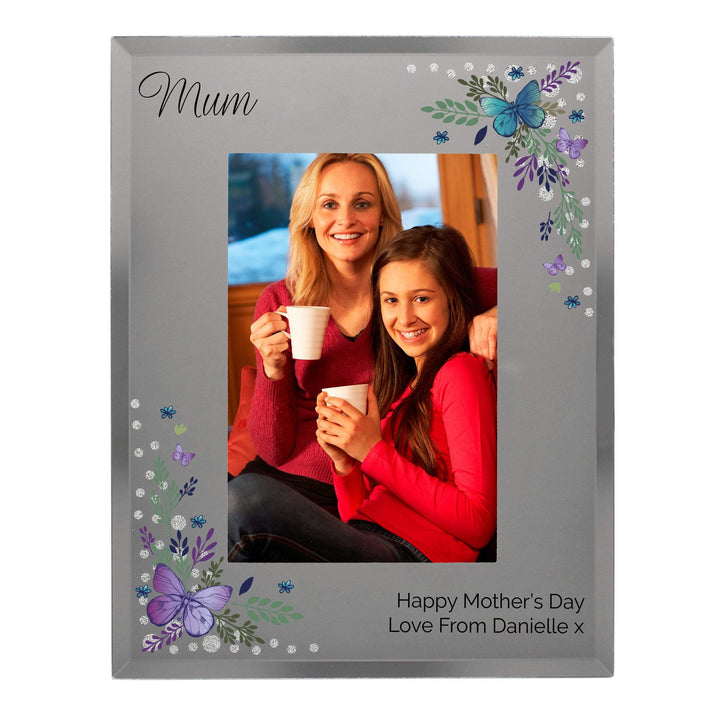 Personalised Memento Photo Frames, Albums and Guestbooks Personalised Butterfly 4x6 Diamante Glass Photo Frame