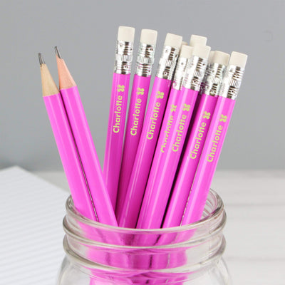 Personalised Memento Stationery & Pens Personalised Butterfly Motif Pink Pencils