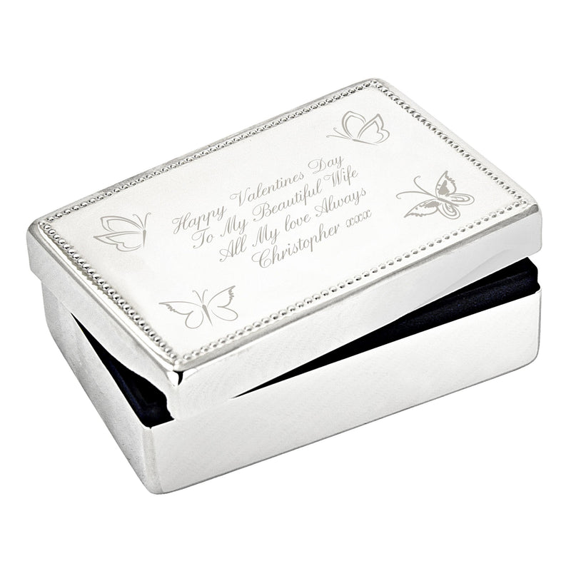 Personalised Memento Personalised Butterfly Rectangular Jewellery Box