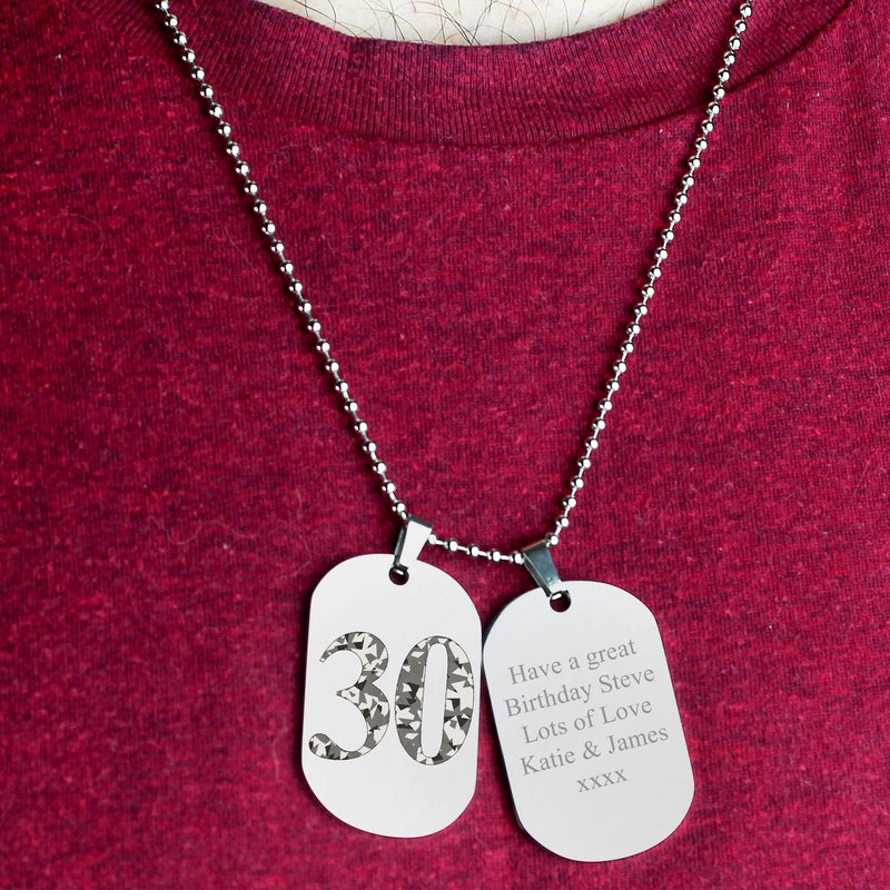 Personalised Memento Jewellery Personalised Camouflage Age Stainless Steel Double Dog Tag Necklace