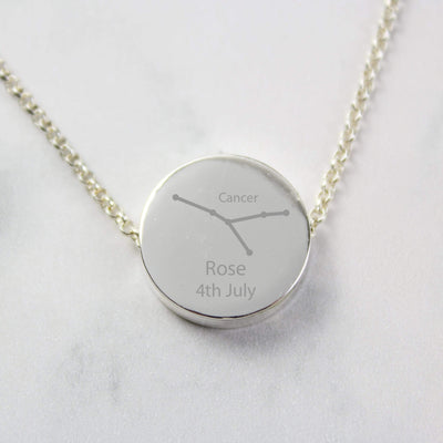 Personalised Memento Jewellery Personalised Cancer Zodiac Star Sign Silver Tone Necklace (21st June - 22nd July)