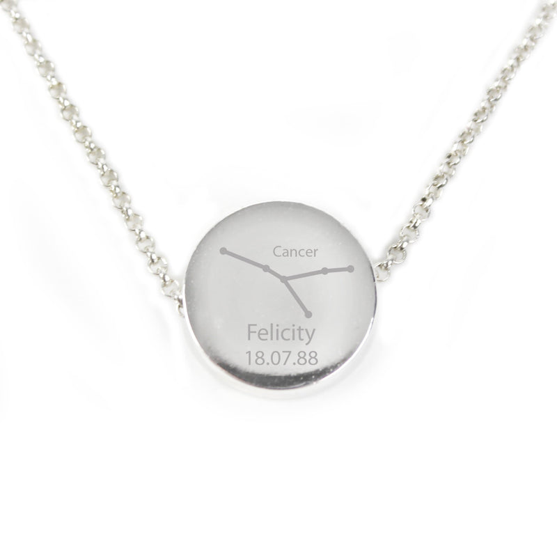 Personalised Memento Jewellery Personalised Cancer Zodiac Star Sign Silver Tone Necklace (21st June - 22nd July)