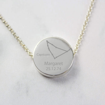 Personalised Memento Jewellery Personalised Capricorn Zodiac Star Sign Silver Tone Necklace (December 22nd - 19th January)