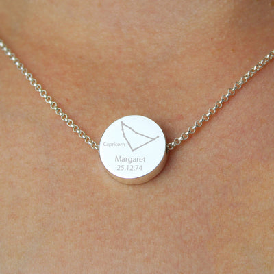 Personalised Memento Jewellery Personalised Capricorn Zodiac Star Sign Silver Tone Necklace (December 22nd - 19th January)