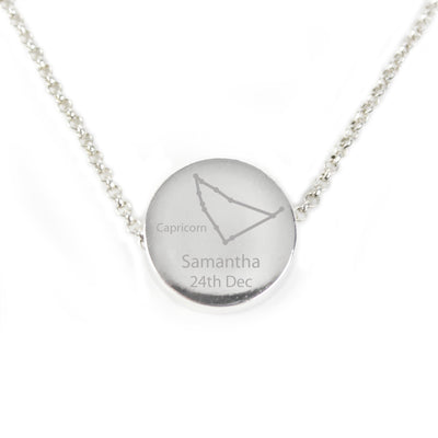 Personalised Memento Jewellery Personalised Capricorn Zodiac Star Sign Silver Tone Necklace (December 22nd - 19th January)