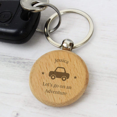 Personalised Memento Wooden Personalised 'Car Motif' Wooden Keyring