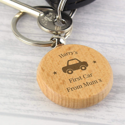 Personalised Memento Wooden Personalised 'Car Motif' Wooden Keyring