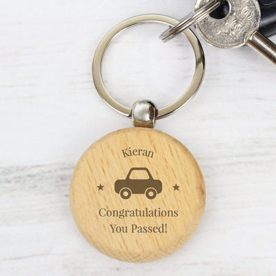 Personalised Memento Wooden Personalised 'Car Motif' Wooden Keyring