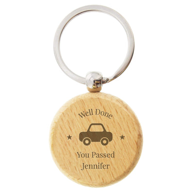 Personalised Memento Wooden Personalised 'Car Motif' Wooden Keyring