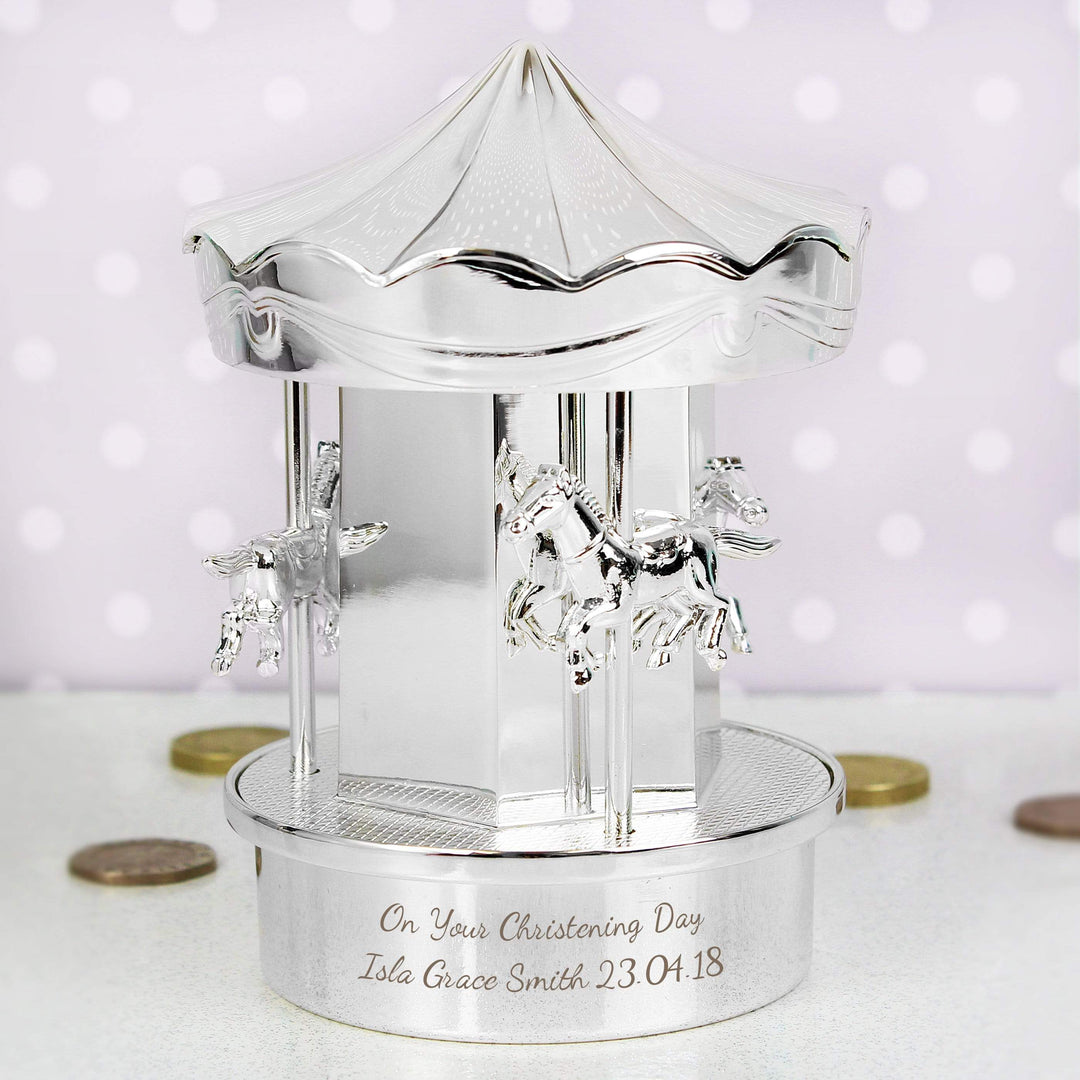 Personalised Memento Money Boxes Personalised Carousel Money Box