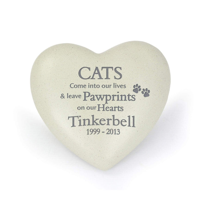Personalised Memento Memorials Personalised Cat Pawprints Heart Memorial