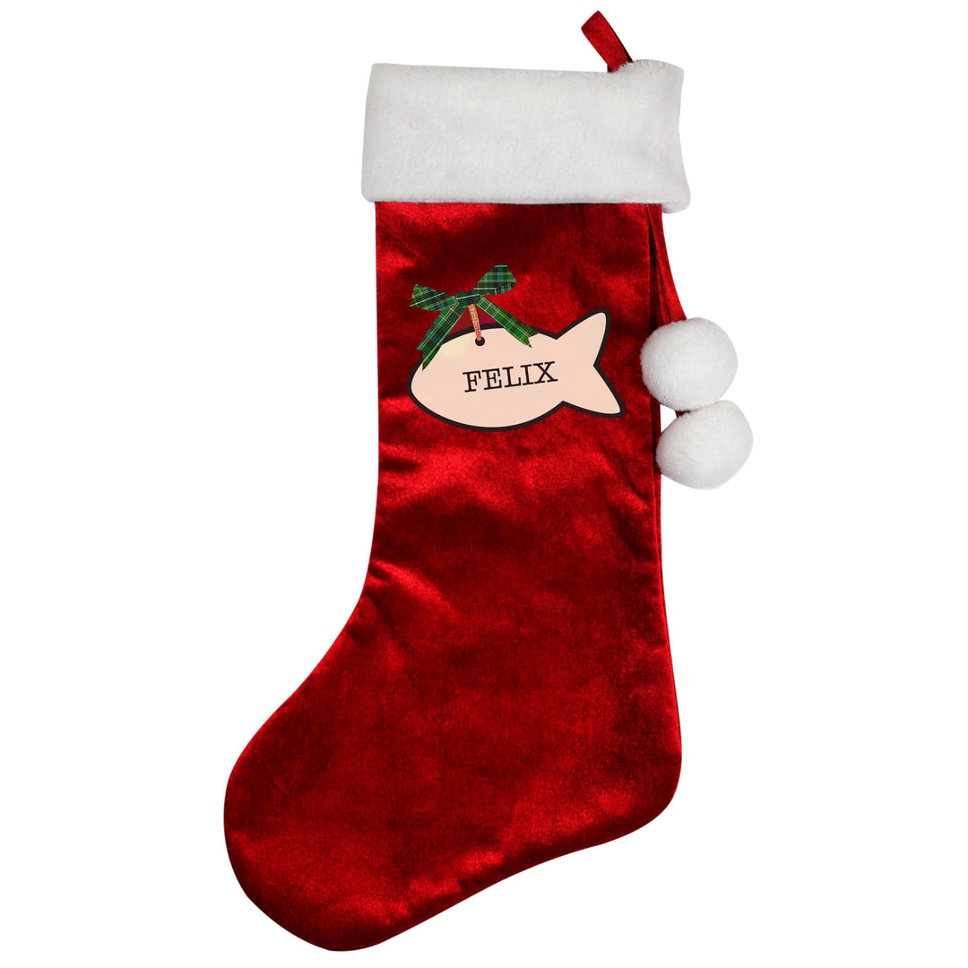 Personalised Memento Personalised Cat Treats Luxury Red Stocking
