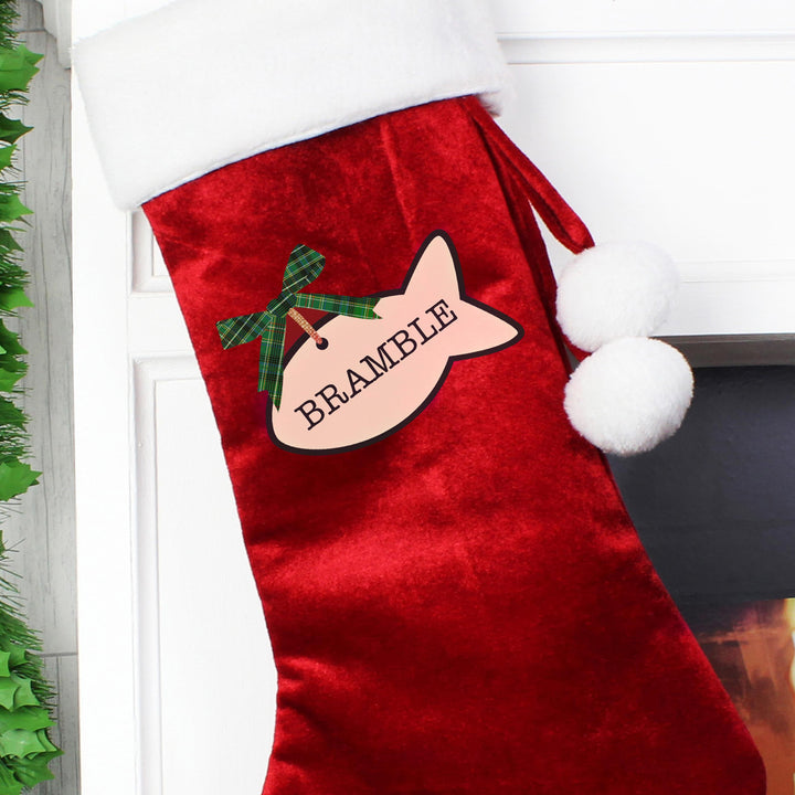 Personalised Memento Personalised Cat Treats Luxury Red Stocking