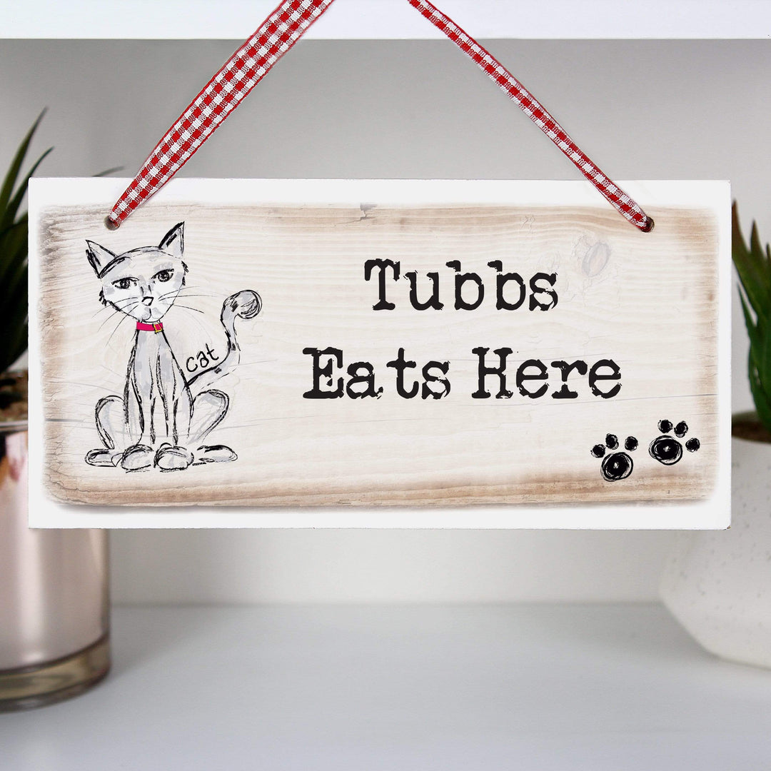 Personalised Memento Hanging Decorations &amp; Signs Personalised Cat Wooden Sign