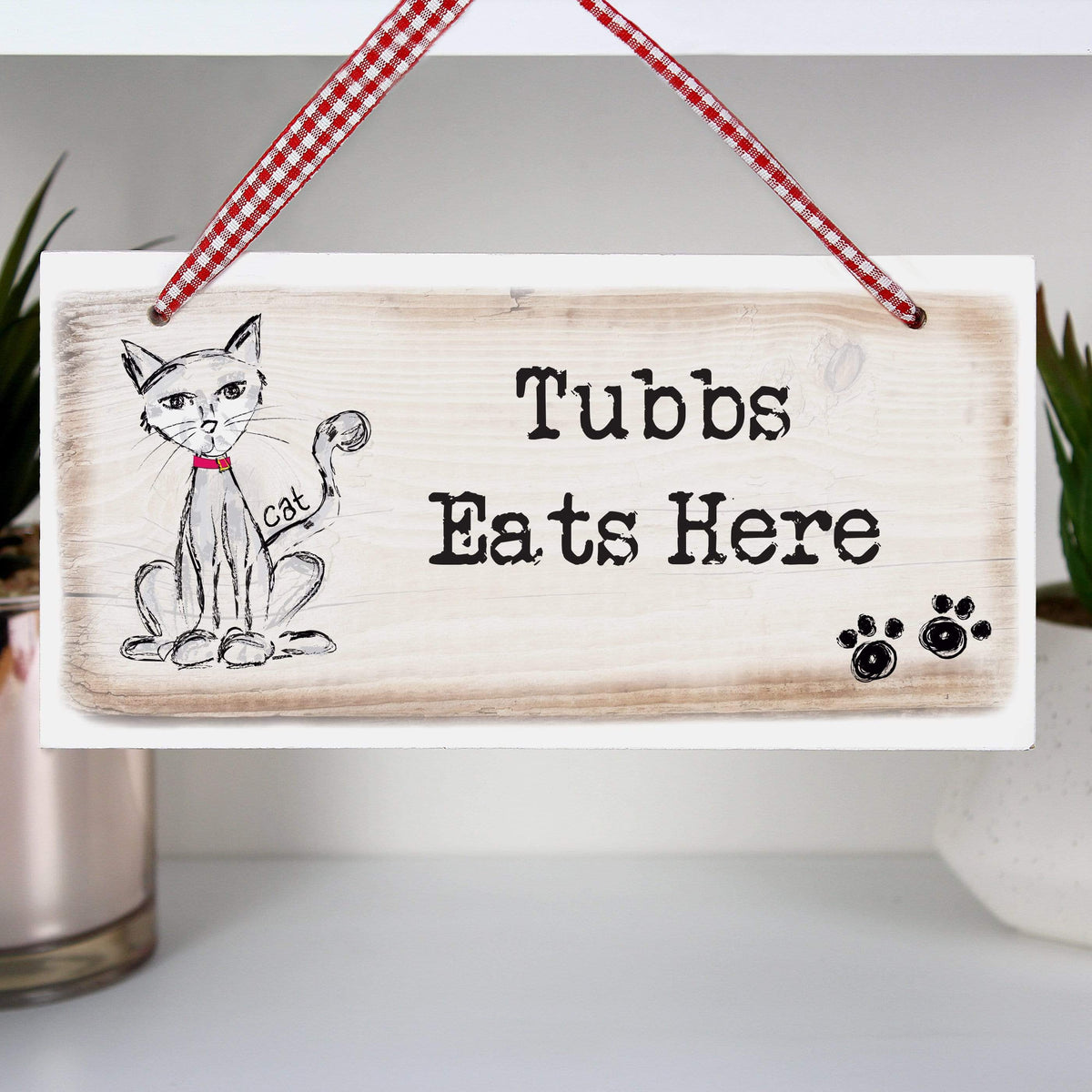 Personalised Memento Hanging Decorations & Signs Personalised Cat Wooden Sign