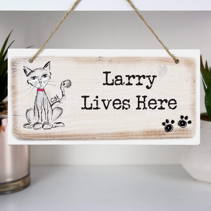 Personalised Memento Hanging Decorations &amp; Signs Personalised Cat Wooden Sign
