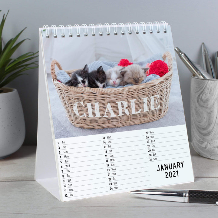 Personalised Memento Stationery &amp; Pens Personalised Cats and Kittens Desk Calendar