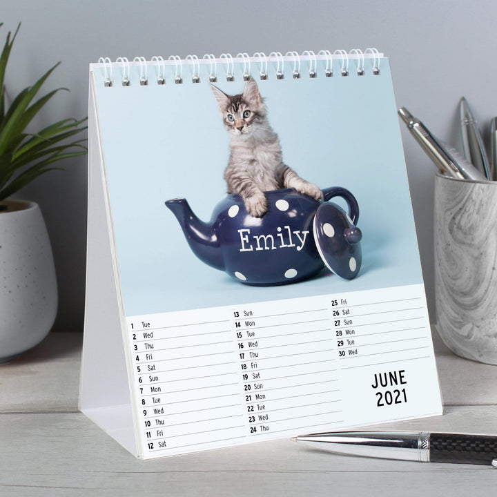 Personalised Memento Stationery &amp; Pens Personalised Cats and Kittens Desk Calendar