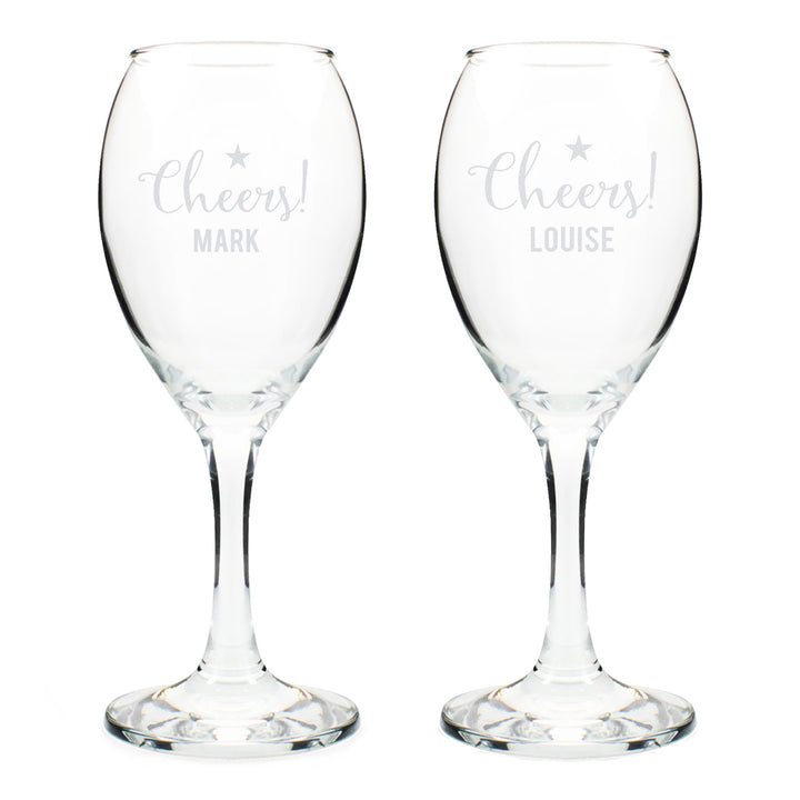 Personalised Memento Glasses &amp; Barware Personalised Cheers Wine Glass Set