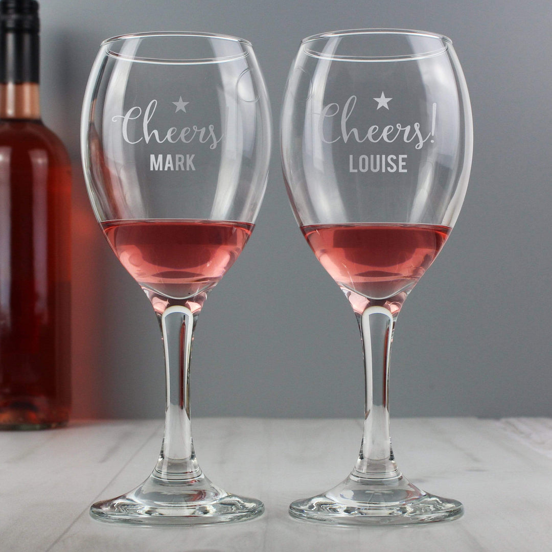 Personalised Memento Glasses &amp; Barware Personalised Cheers Wine Glass Set