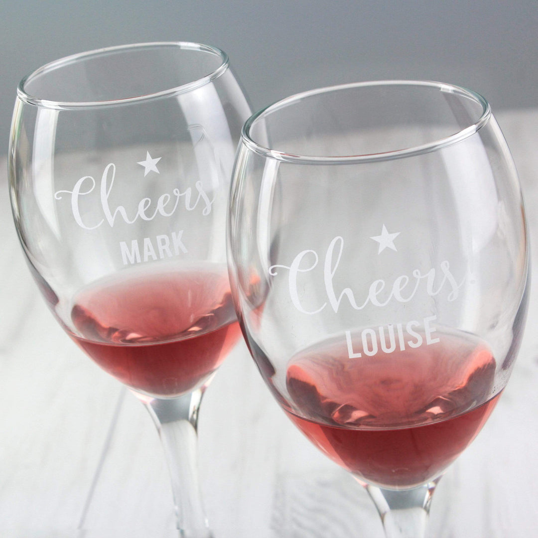 Personalised Memento Glasses &amp; Barware Personalised Cheers Wine Glass Set