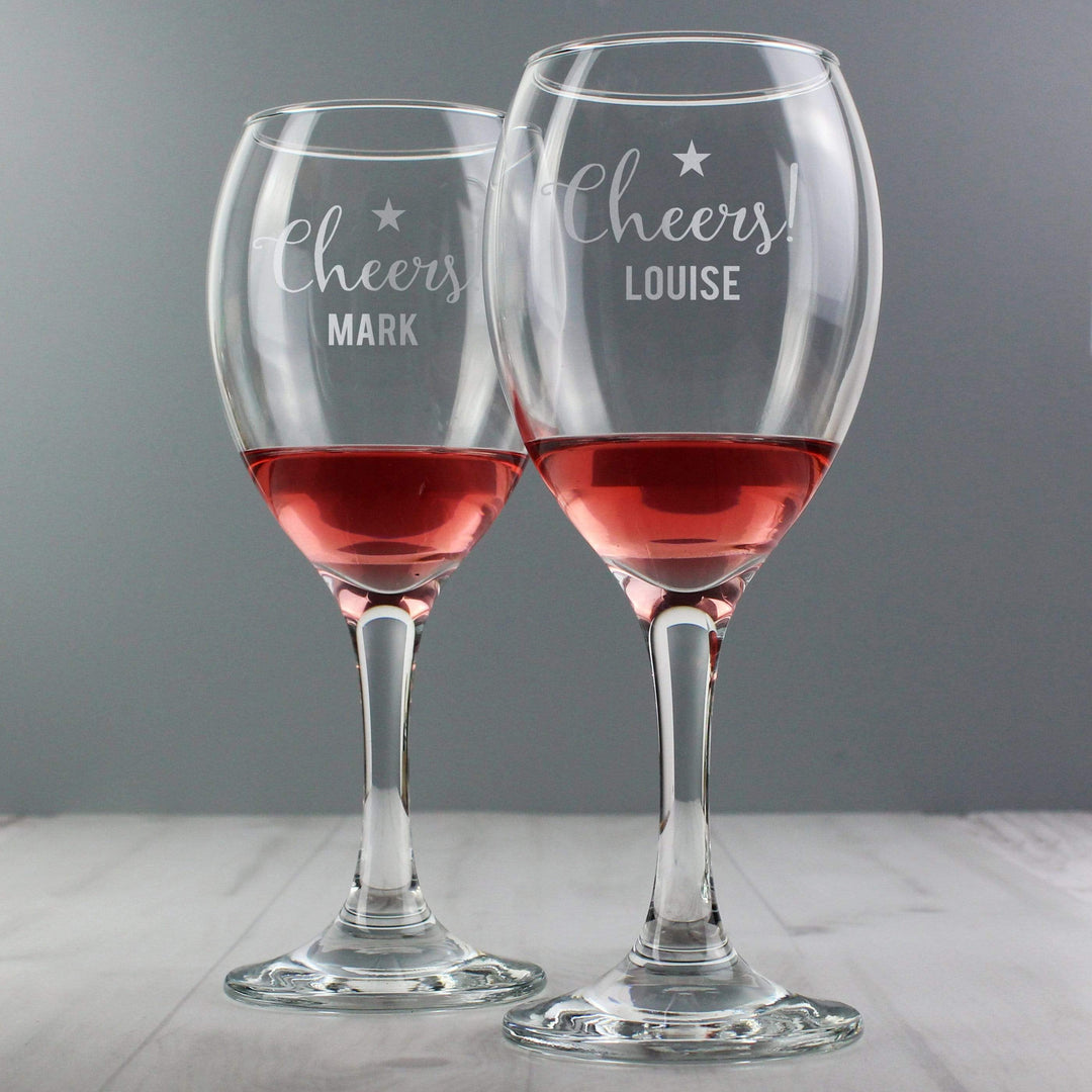 Personalised Memento Glasses &amp; Barware Personalised Cheers Wine Glass Set