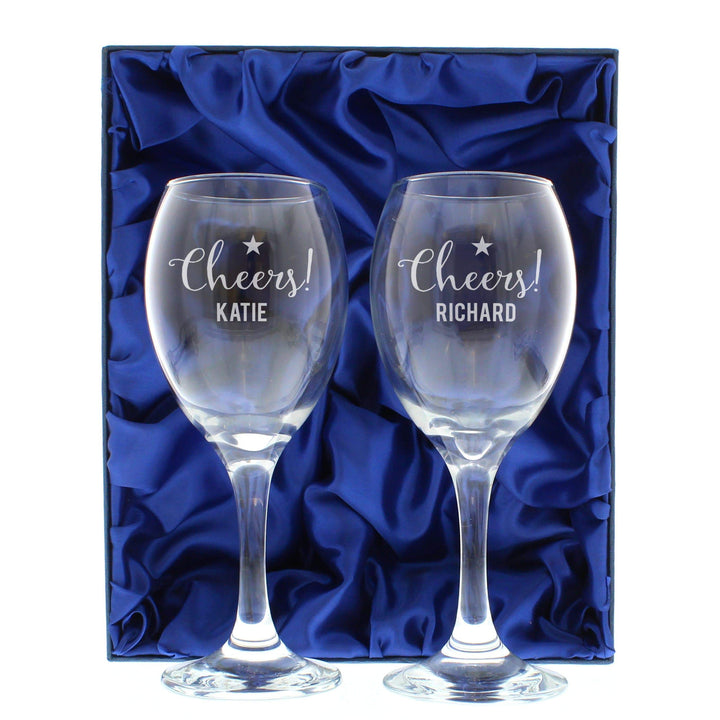 Personalised Memento Glasses &amp; Barware Personalised Cheers Wine Glass Set