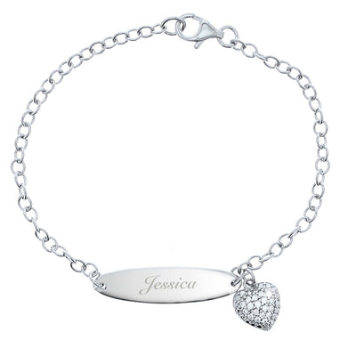 Personalised Memento Jewellery Personalised Children's Sterling Silver and Cubic Zirconia Bracelet
