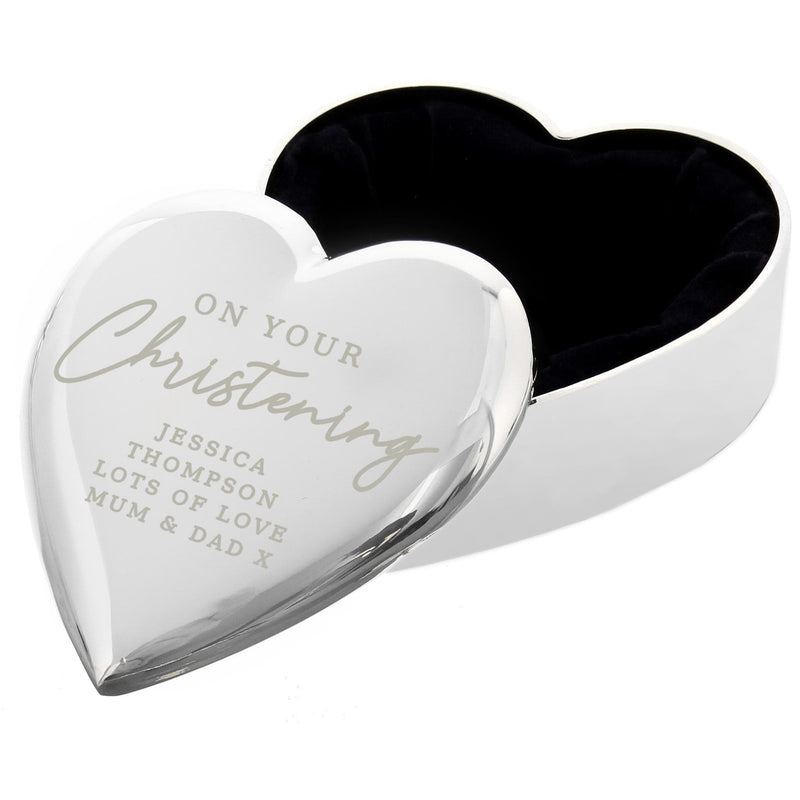 Personalised Memento Personalised Christening Heart Keepsake Trinket Box
