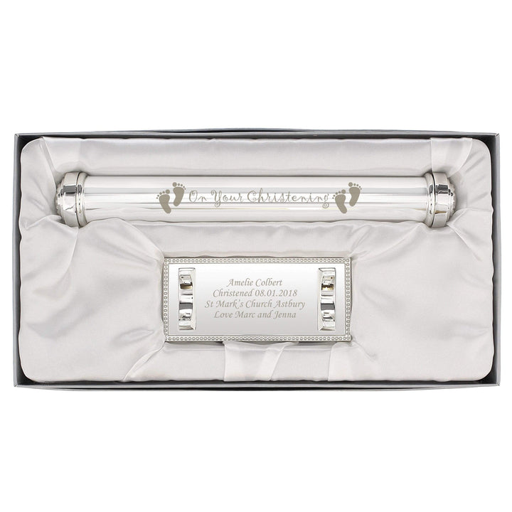 Personalised Memento Keepsakes Personalised Christening Silver Plated Certificate Holder