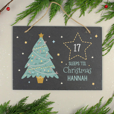 Personalised Memento Personalised Christmas Countdown Hanging Large Slate Sign