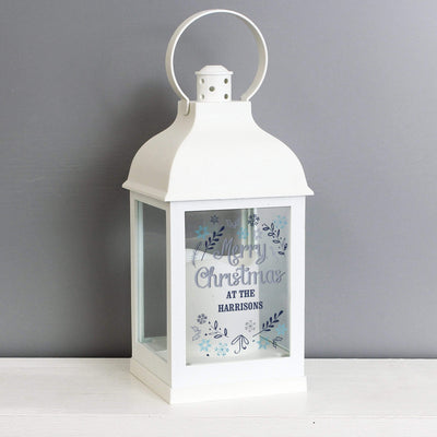 Personalised Memento LED Lights, Candles & Decorations Personalised Christmas Frost White Lantern