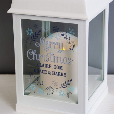 Personalised Memento LED Lights, Candles & Decorations Personalised Christmas Frost White Lantern