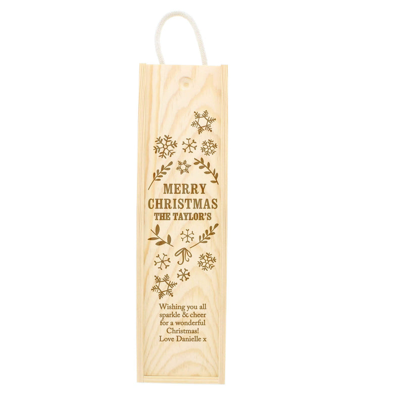 Personalised Memento Food & Drink Personalised Christmas Frost Wooden Wine Bottle Box