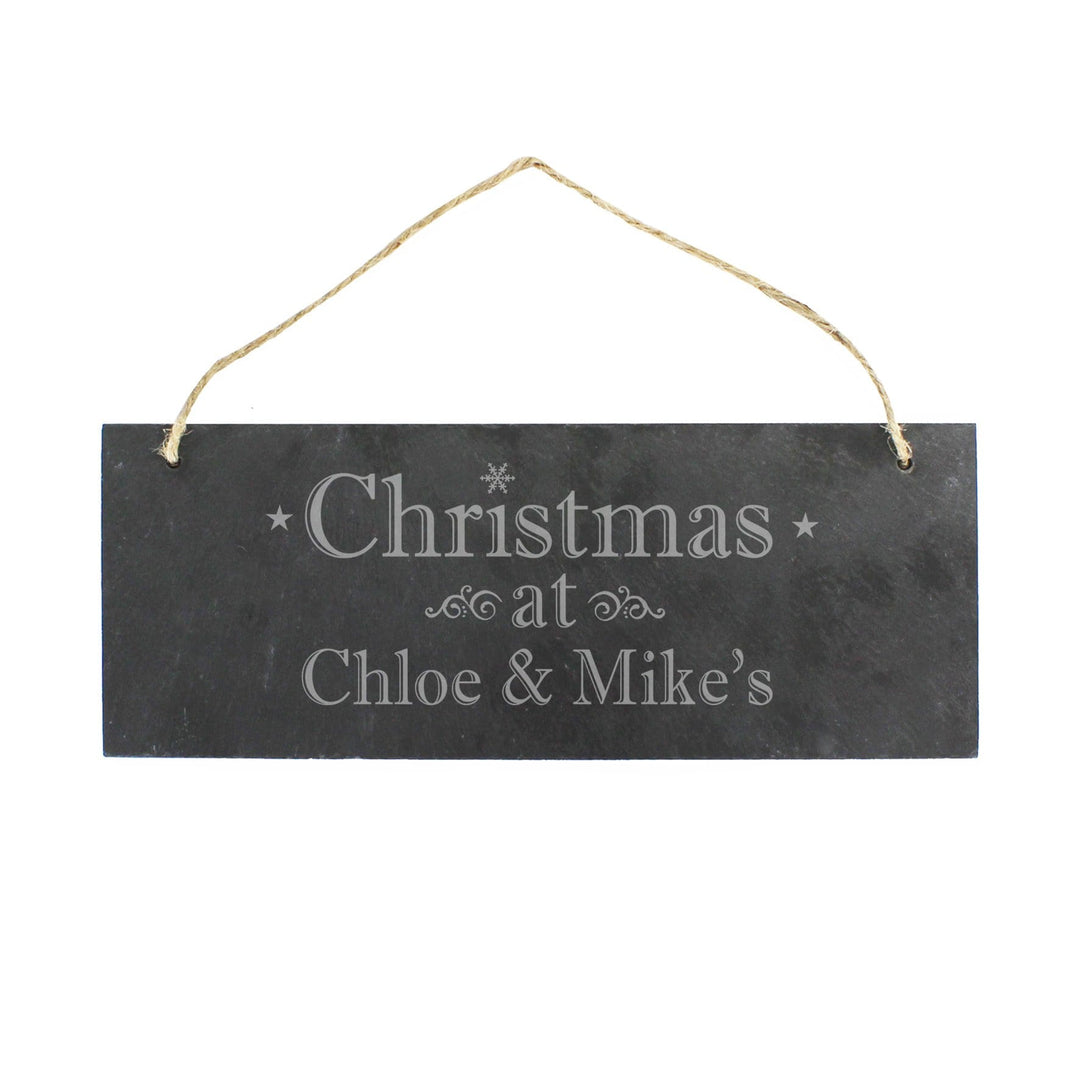 Personalised Memento Hanging Decorations &amp; Signs Personalised Christmas Hanging Slate Plaque