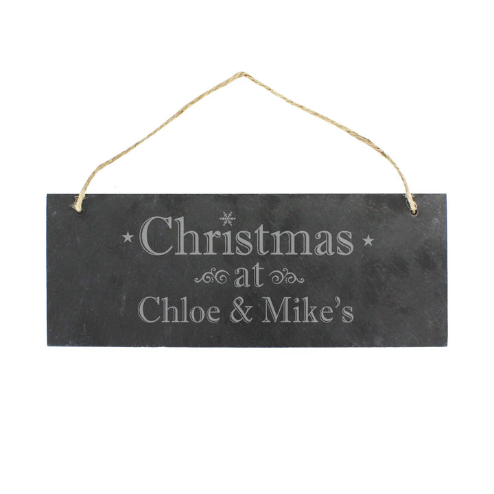 Personalised Memento Hanging Decorations &amp; Signs Personalised Christmas Hanging Slate Plaque