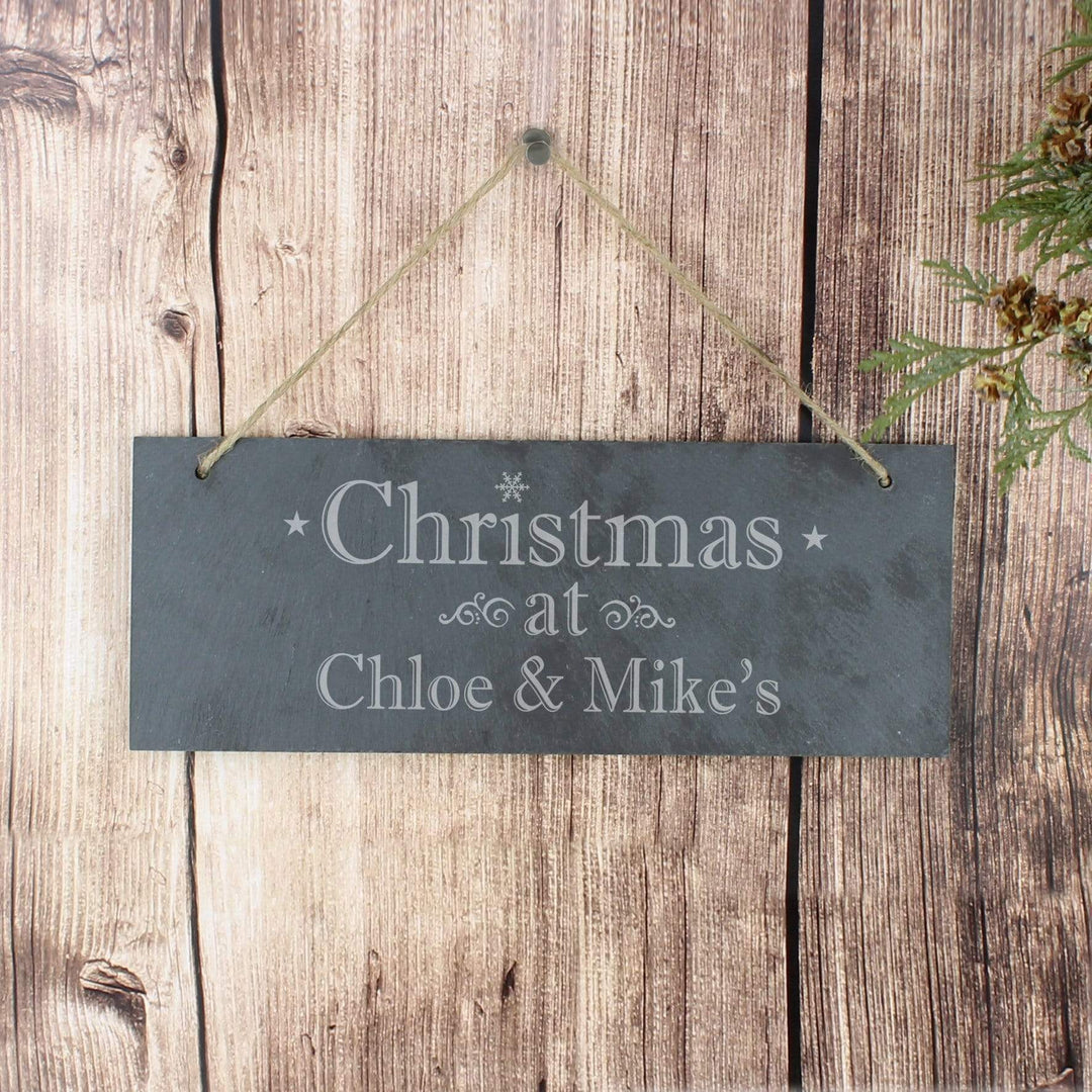 Personalised Memento Hanging Decorations &amp; Signs Personalised Christmas Hanging Slate Plaque
