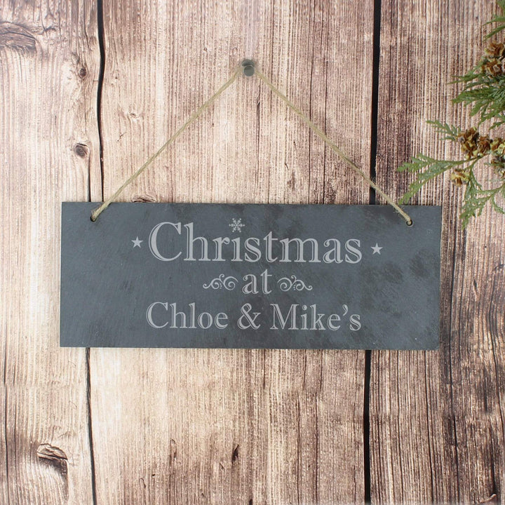 Personalised Memento Hanging Decorations &amp; Signs Personalised Christmas Hanging Slate Plaque