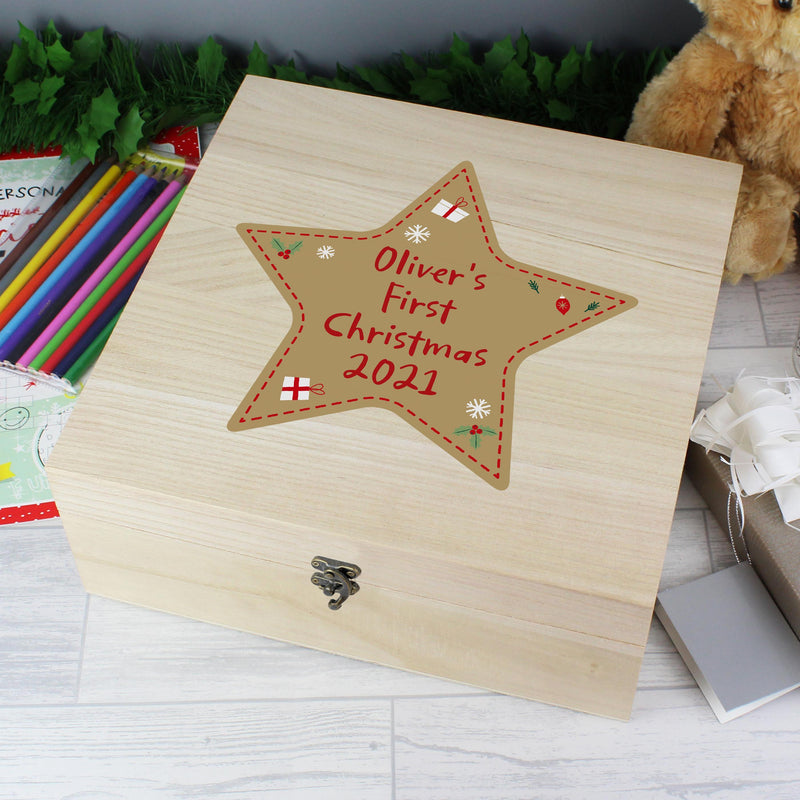Personalised Memento Personalised Christmas Large Wooden Keepsake Box