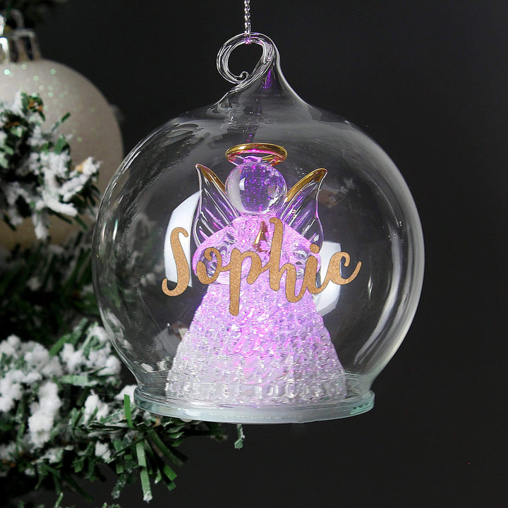 Personalised Memento Memorials Personalised Christmas LED Angel Bauble