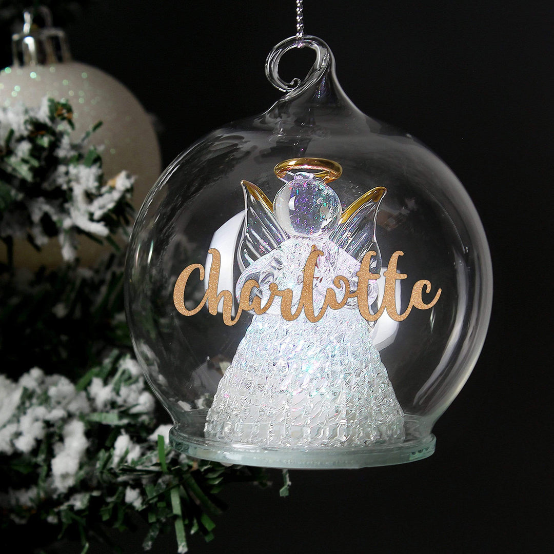 Personalised Memento Memorials Personalised Christmas LED Angel Bauble