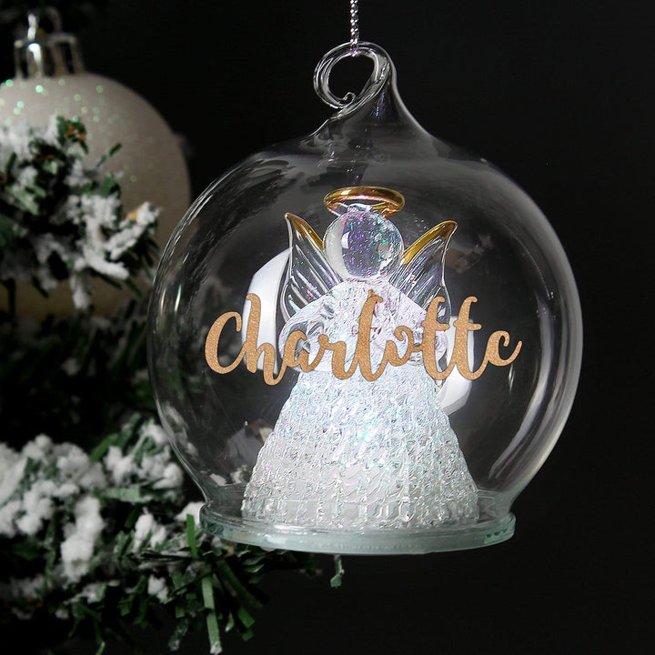 Personalised Memento Memorials Personalised Christmas LED Angel Bauble