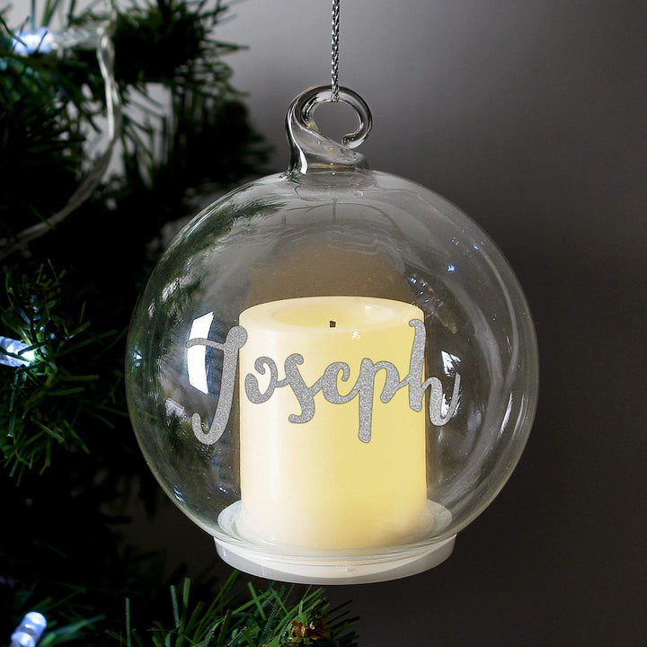 Personalised Memento LED Lights, Candles &amp; Decorations Personalised Christmas LED Candle Bauble